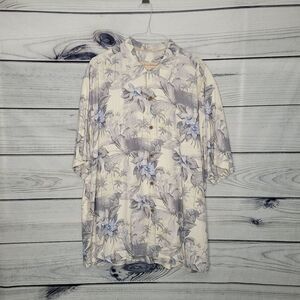 Tommy Bahama light color button front Hawaiian shirt silk size large